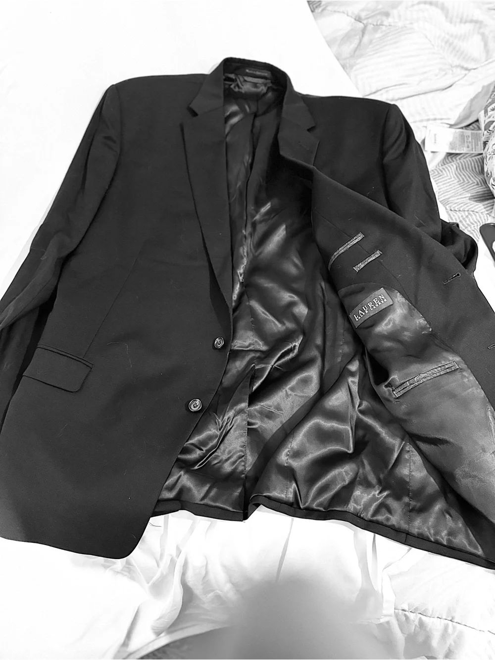 Lauren Ralph Lauren Men’s Blazer 52L 100% Wool Black Two Button Sport Coat